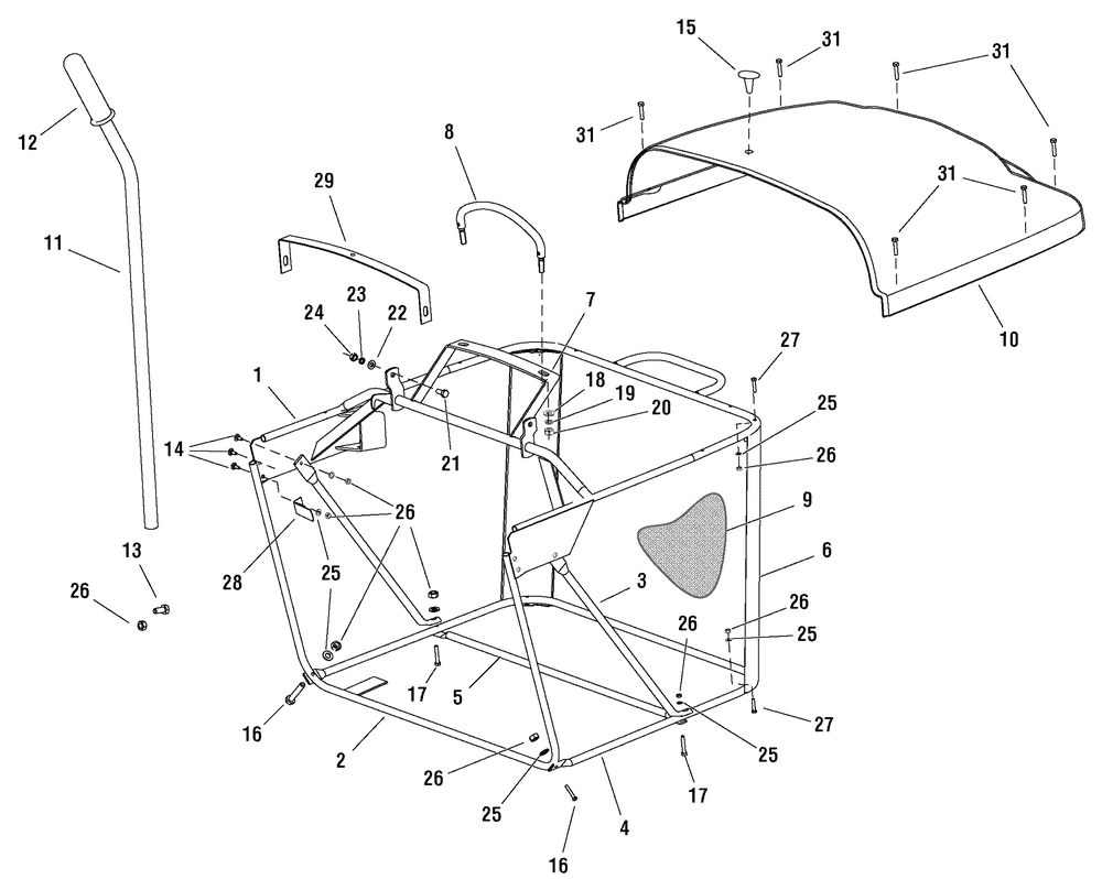 Collector Group Diagram and Parts List for 2690882-YB1840RDFR 2010 Briggs and Stratton Lawn Tractor